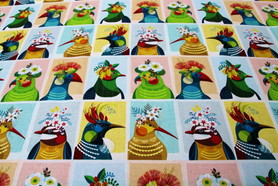 Feathered Friends: Squares, Kiwiana Cotton