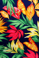 Tropical Foliage on Dark Navy Printed Rayon