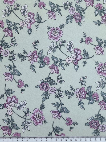 * SPECIAL * Country Flowers on Soft Sage Crinkle Rayon