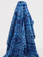 Blues on Pale Blue Pacific Island Cotton Dobby