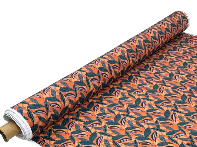 Terracotta Foliage Printed Cotton
