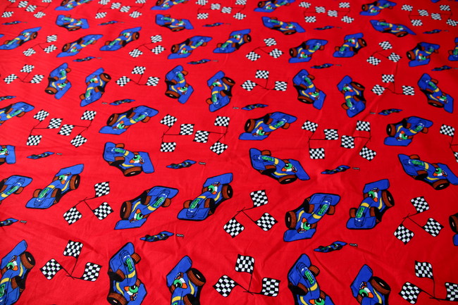 Royal Racer on Red Printed Cotton 
