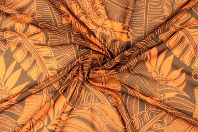 Butterscotch & Brown Pacific Island Printed Chiffon