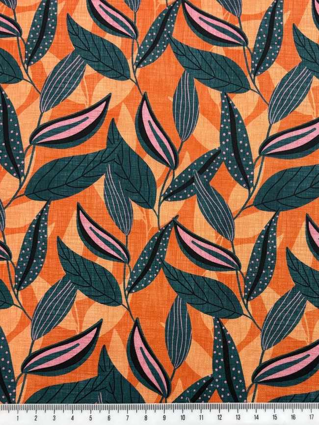Terracotta Foliage Printed Cotton
