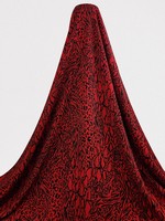 * SPECIAL * Black Animal Print on Red Crinkle Rayon