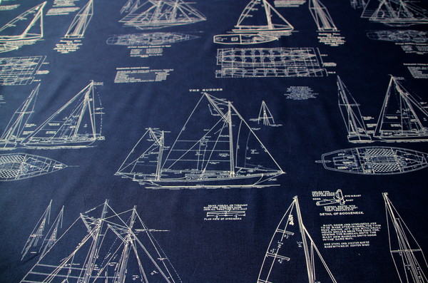 Yacht Blue-Prints Printed Cotton