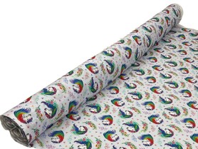 Rainbow Unicorns on Printed Cotton