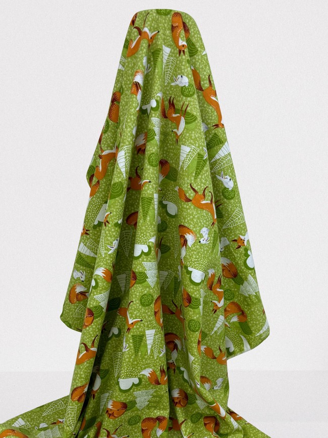 Foxes & Rabbits on Green Wincyette