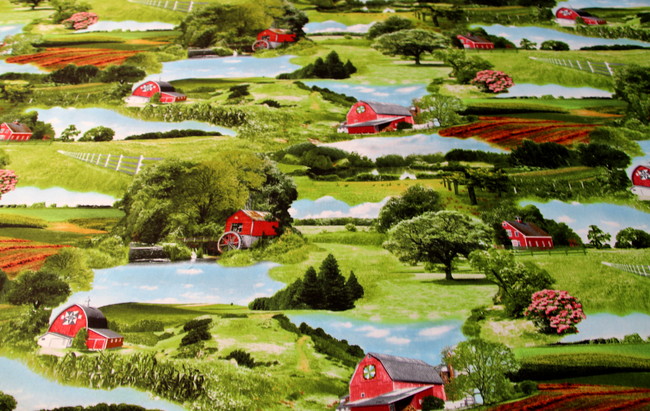 Red Barn Printed Cotton 