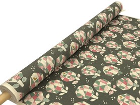 Mosaic Shrubs on Olive Grey Mid-weight Japanese Cotton
