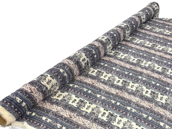 Multi Floral Panels on Cream Printed Chiffon