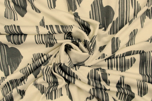 Caper Green on Ivory Graphic Printed T-Shirt Knit