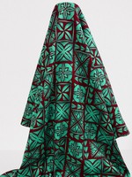 Burgundy on Green Pacific Island Cotton Dobby