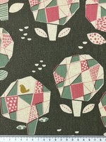 Mosaic Shrubs on Olive Grey Mid-weight Japanese Cotton