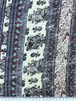 Multi Floral Panels on Cream Printed Chiffon
