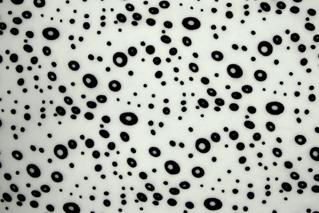 Black Flocked Circles on White Printed Polyester