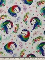 Rainbow Unicorns on Printed Cotton
