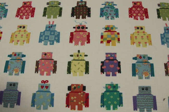 Robots in a Row Printed Cotton