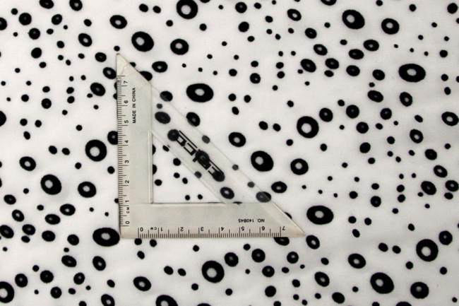 Black Flocked Circles on White Printed Polyester
