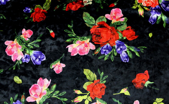 Floral Bloom Printed Stretch Velvet
