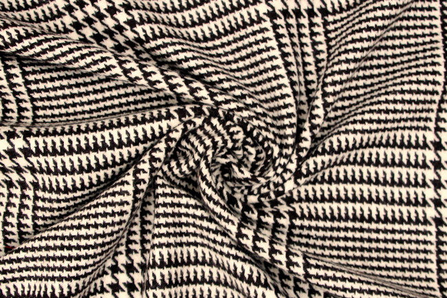 Chocolate Brown Houndstooth Check Wool Blend