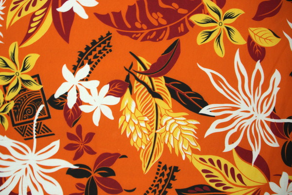 * REDUCED * Multi Tones on Deep Orange Island Style Polycotton