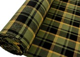 Olive, Black & Mustard Tartan Check Brushed Wool Blend