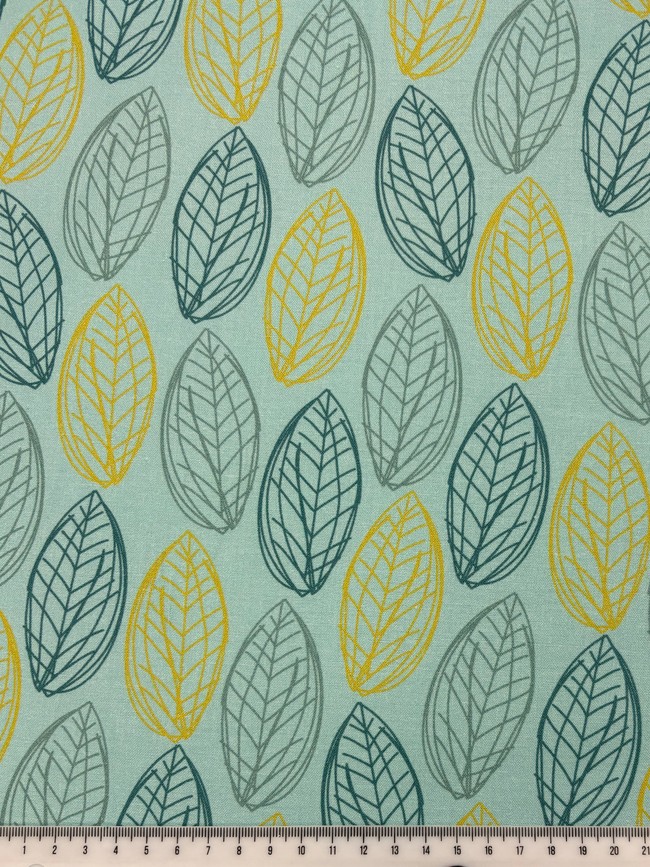 Leaves on Mint Printed Cotton