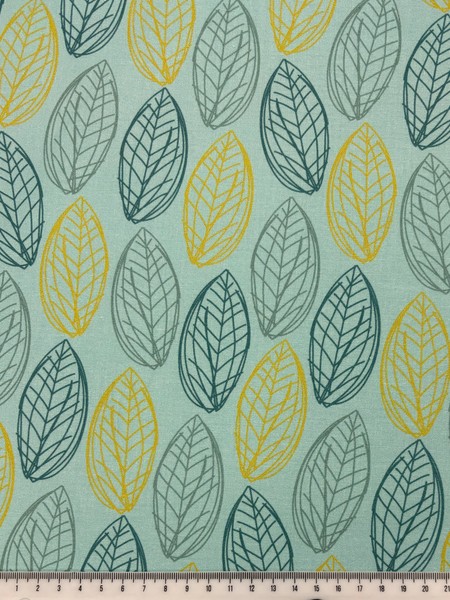 Leaves on Mint Printed Cotton