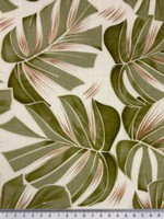 Green Palm Leaves on Ivory Printed Bamboo Cotton Blend