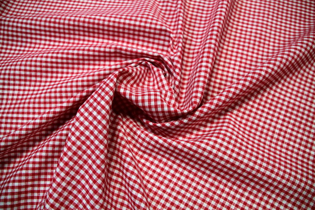 Red & White Mini Gingham Linen Blend
