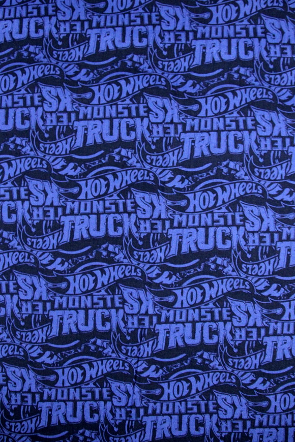 Hot Wheels Monster Trucks Logo on Multi Blue Premium Printed Cotton