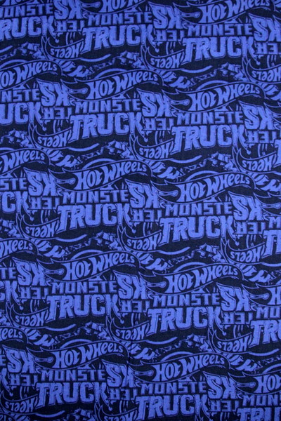 Hot Wheels Monster Trucks Logo on Multi Blue Premium Printed Cotton