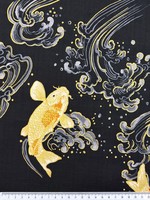 Japanese Koi Carp Foiled Mid-weight Premium Textured Cotton