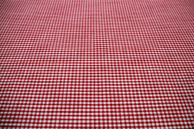 Red & White Mini Gingham Linen Blend