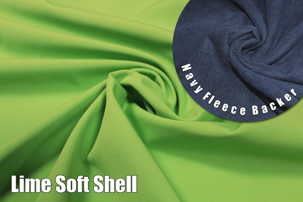 Lime & Navy - Waterproofed Soft Shell with Fleece Backing