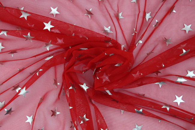 Silver/Gold Star Foil Embossed Soft Tulle