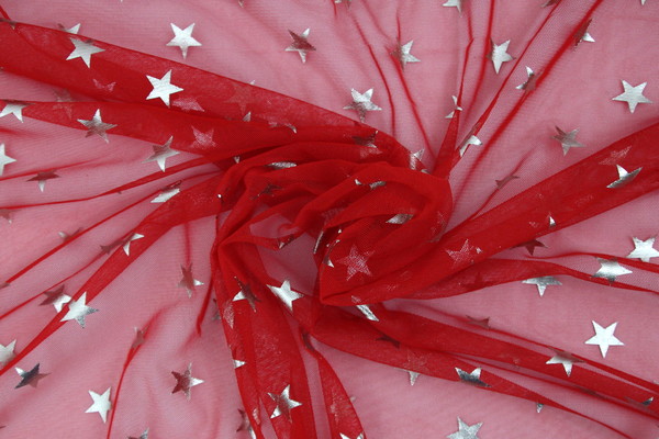 Silver/Gold Star Foil Embossed Soft Tulle