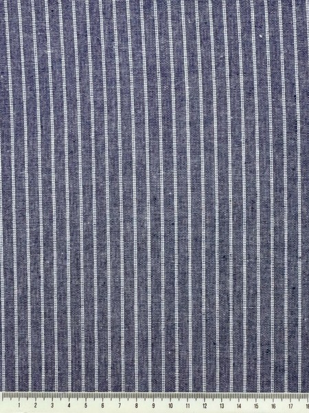 White Pinstripes on Denim Blue Linen Cotton Shirting