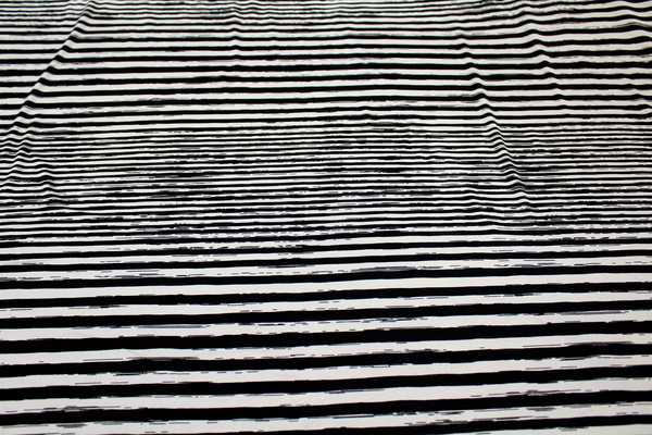 Silky Feel Black & Ivory Striped Printed Knit