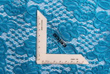Bright Turquoise Fronds Stretch Lace New Image