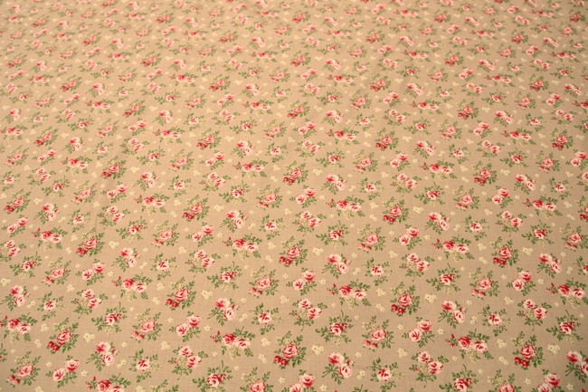 Sweet Roses on Fawn Printed Cotton