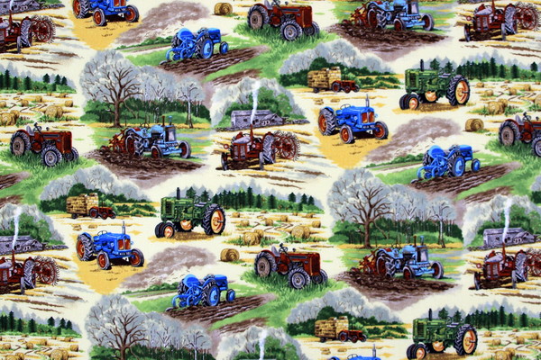 Country Farmers Tractors Premium Printed Cotton