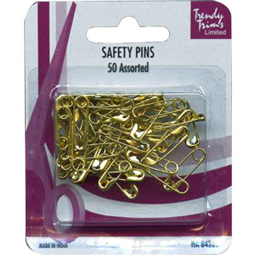 Safety Pins x 50 Assorted Gold