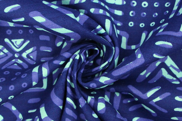 Blue, Purple & Aqua Pasifika Printed Dobby