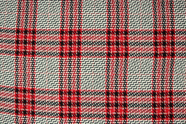 Red, Black & White Houndstooth Check Wool Blend