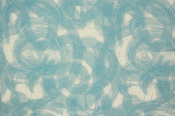 Gentle Blue Swirls Printed Linen/Cotton Blend