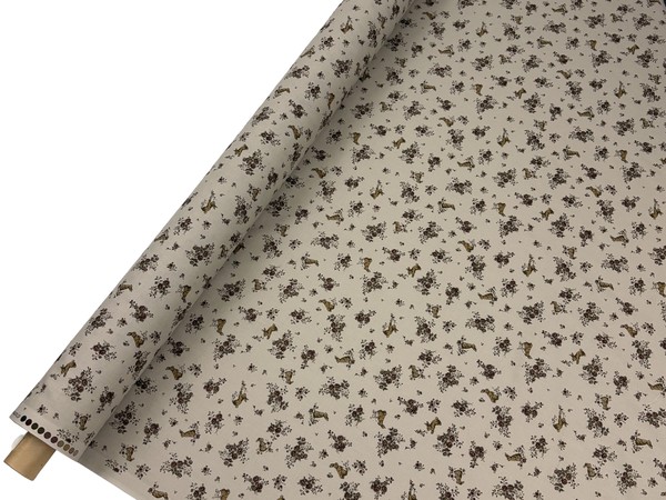 Floral & Bunnies on Camel Printed Cotton