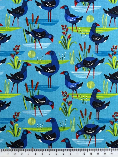 Early Birds Pukeko Printed Kiwiana Cotton
