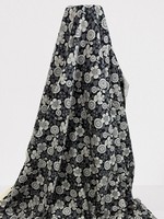 Grey Tones Japanese Blossoms on Black Premium Cotton